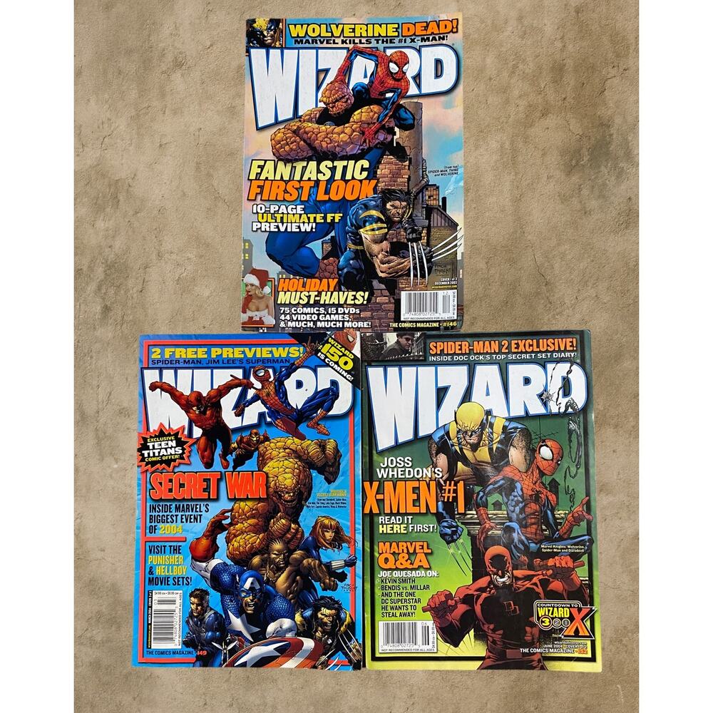 Wizard Vintage Magazine Lot of 3 – Issues #146 #149 #152 – Marvel Comics – 2000s